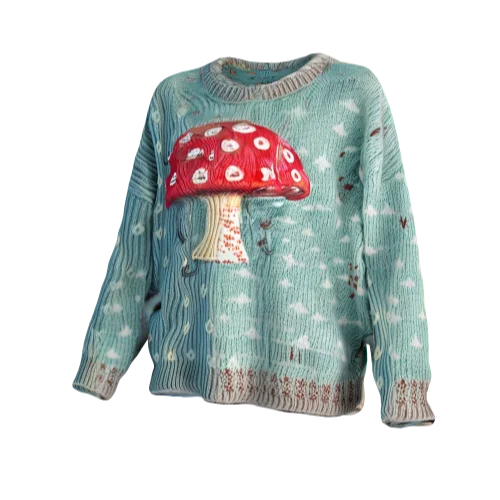 Cozy sweater with stylish mushroom pattern