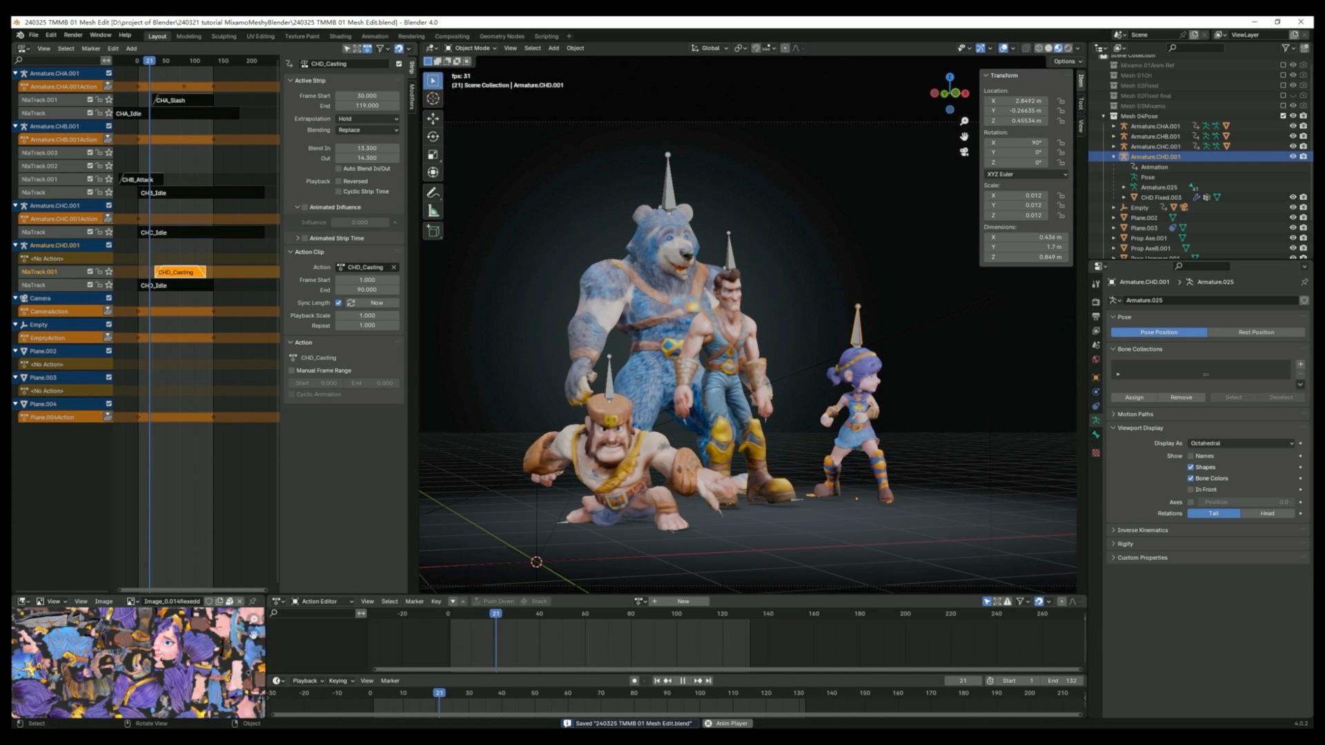 Create compelling visuals by placing multiple character animations