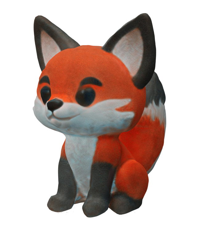 a cute fox generated by meshy text-to-3d