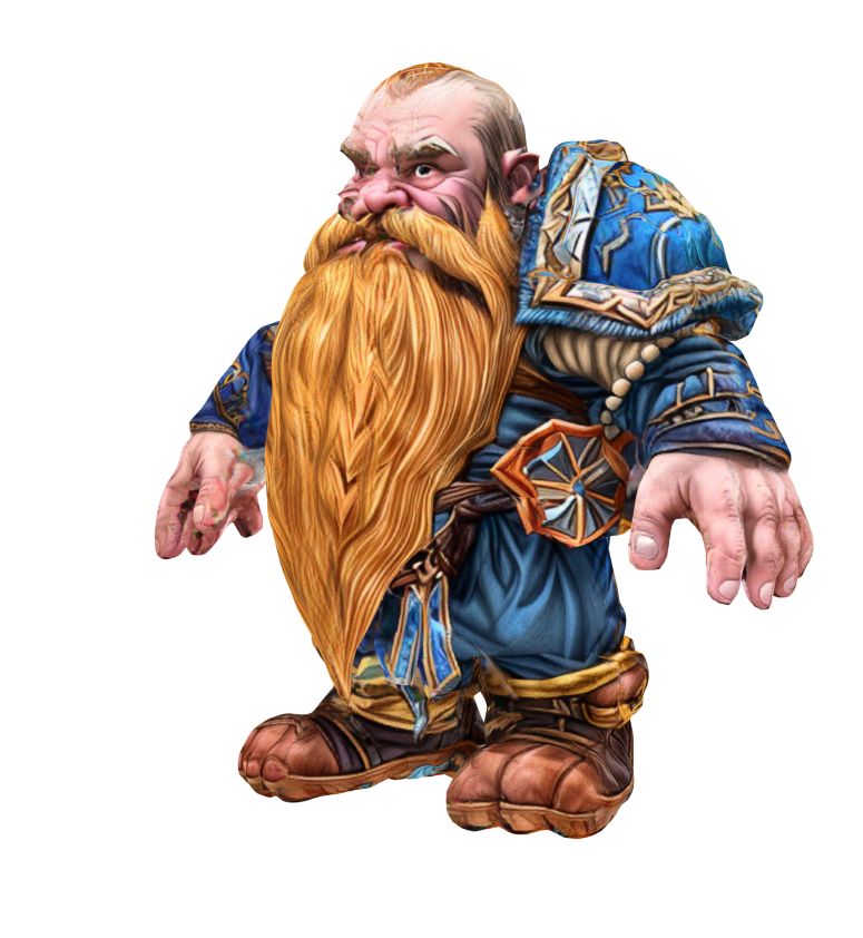 a high detailed t-posed dwarf character from world of warcraft, generated by meshy text-to-3d