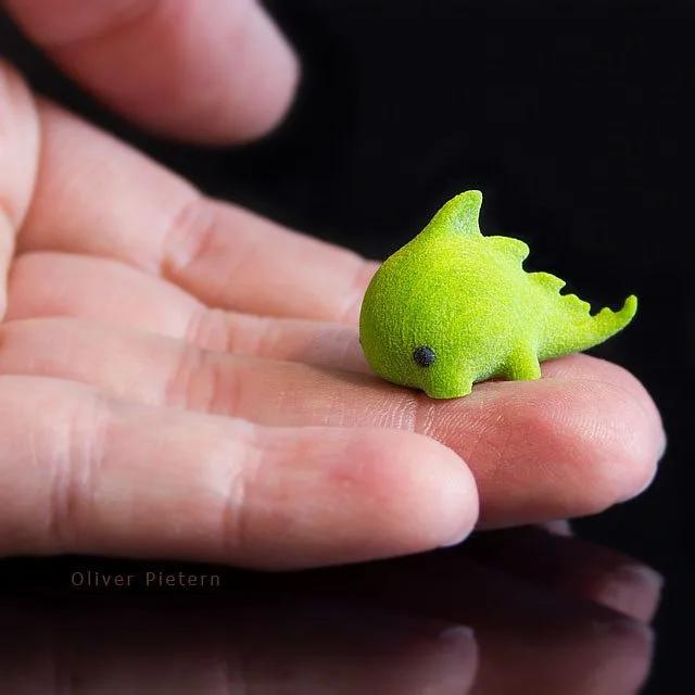 printed 3D model of a green dragon