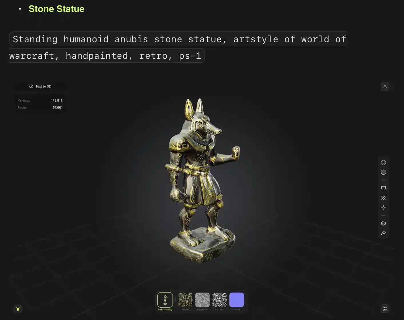 Text prompt example of Anubis