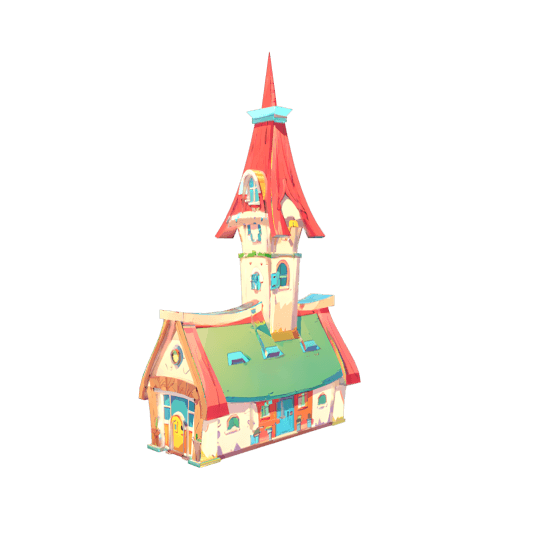 A cute house, cartoon, stylized