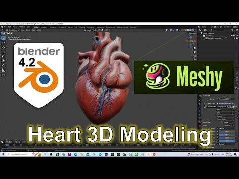 Blender 4.2 - Heart 3D Modeling with AI Meshy - Tutorial #Blender #Heart #Meshy #3DModeling